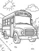 School bus on a sunny day coloring page