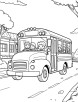 School bus traveling down the road coloring page