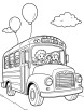 School bus with balloons coloring page