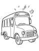 School bus with music notes coloring page