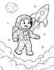 Space ship and astronaut coloring page