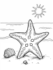 Starfish on the sand coloring page