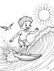 Surfing coloring page