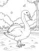 Swan at a park coloring page