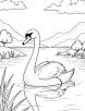 Swan at a peaceful lake coloring page