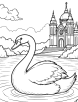 Swan at a royal palace coloring page