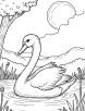 Swan in a dream like landscape coloring page