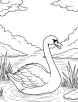 Swan in a magical landscape coloring page