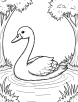 Swan surrounded by trees coloring page