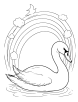 Swan with a rainbow in the background coloring page