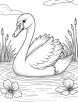 Swan with flowers coloring page