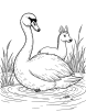 Swan with other animals coloring page 1