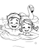 Happy swimming coloring page