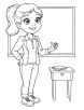 Teacher in classroom coloring page