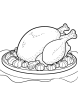 Thanksgiving feast with a roasted turkey coloring page