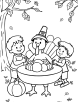 Thanksgiving kids playing coloring page 2