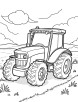 Tractor at sunset coloring page