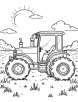 Tractor at sunny day coloring page