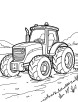 Tractor driving through mud coloring page