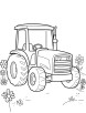 Tractor in flowers garden coloring page