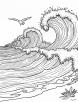 Waves crashing the shore coloring page