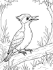 Woodpecker in jungle coloring page