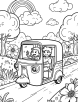 Auto rickshaw in a cartoon world coloring page