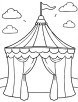 Circus tent in sunny weather coloring page