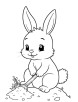 Cute rabbit digging the earth coloring page