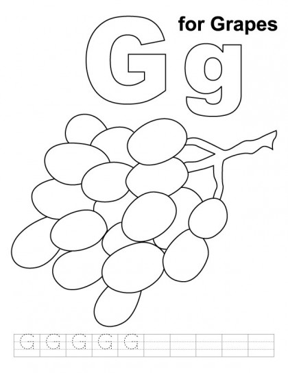 G for grapes coloring page with handwriting practice | Download Free G ...
