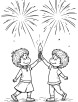 kids celebrating fireworks on diwali coloring page