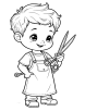 Little barber with big scissors coloring page