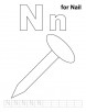 N for nest coloring page with handwriting practice | Download Free N ...