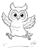 Owl running coloring page