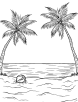 Palm tree on the beach coloring page