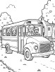 School bus at a farm coloring page