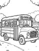 School bus with sports equipment coloring page