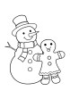 Snowman and gingerbread man coloring page