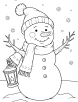 Snowman and lantern coloring page