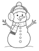 Snowman wearing earmuffs coloring page