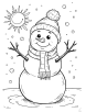 Snowman with a sun coloring page