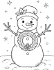 Snowman with a wreath coloring page