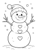 Snowman with heart shaped buttons coloring page