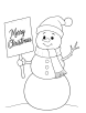 Snowman with Merry Christmas banner coloring page