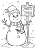 Snowman with north pole sign coloring page