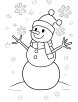 Snowman with snowflakes coloring page