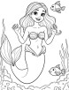 Waving and smiling mermaid coloring page