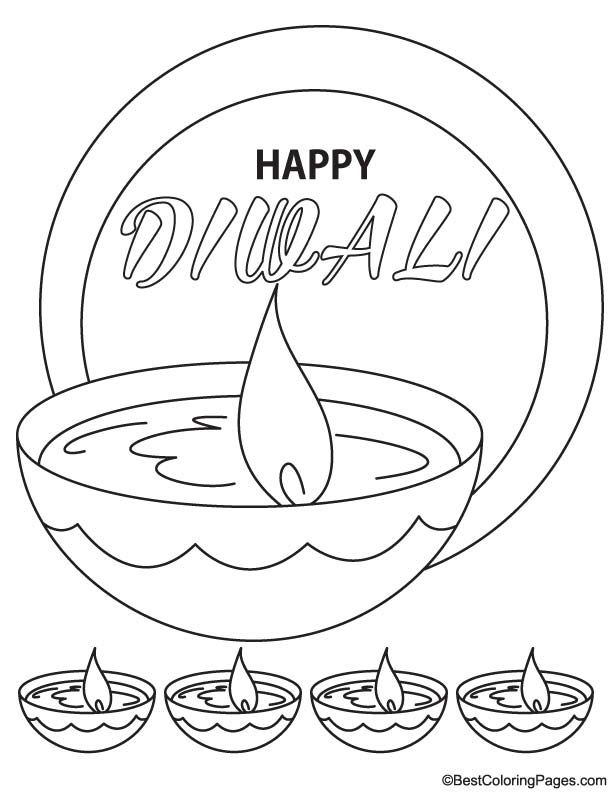 Happy diwali coloring page