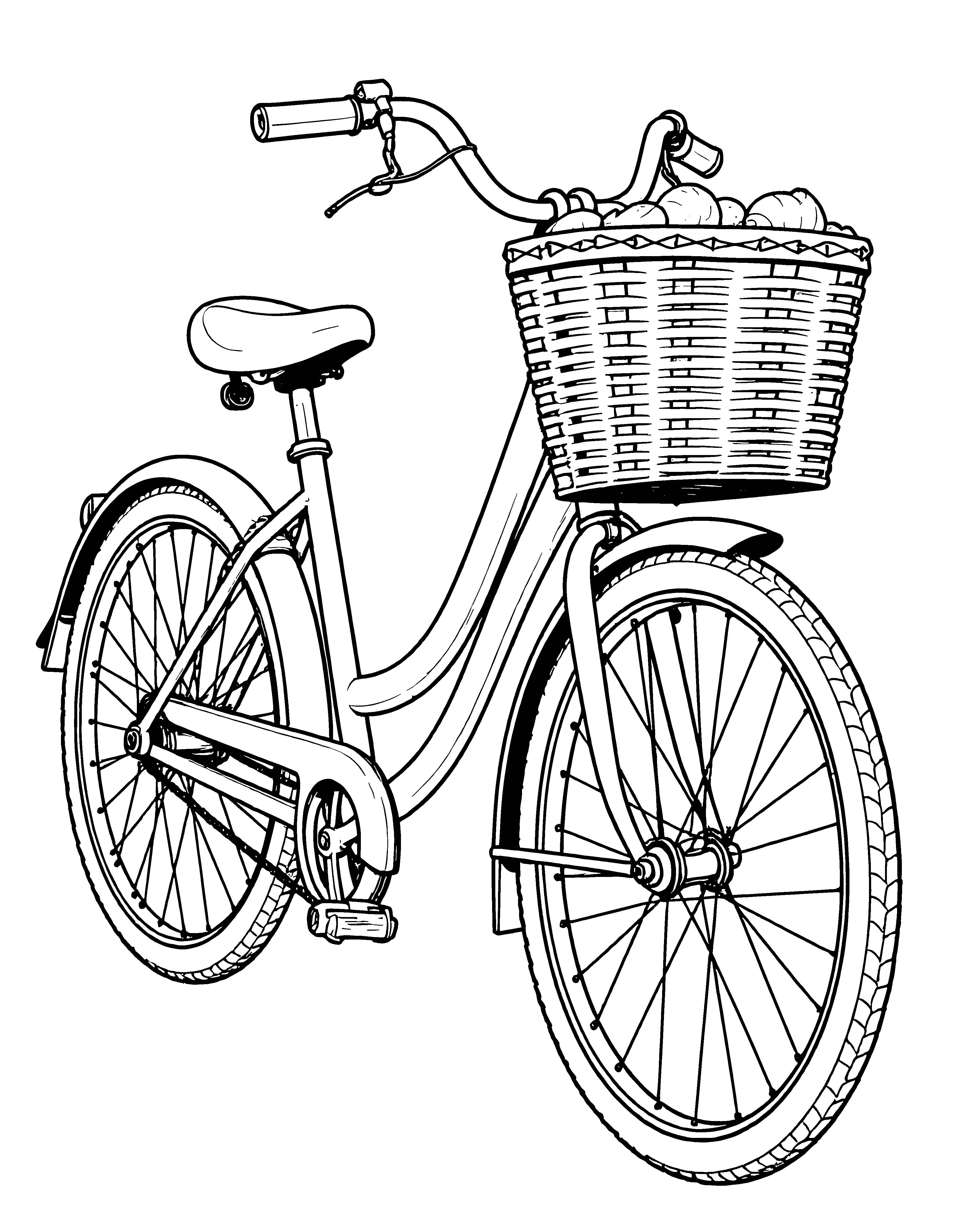 Bicycle with a basket coloring page