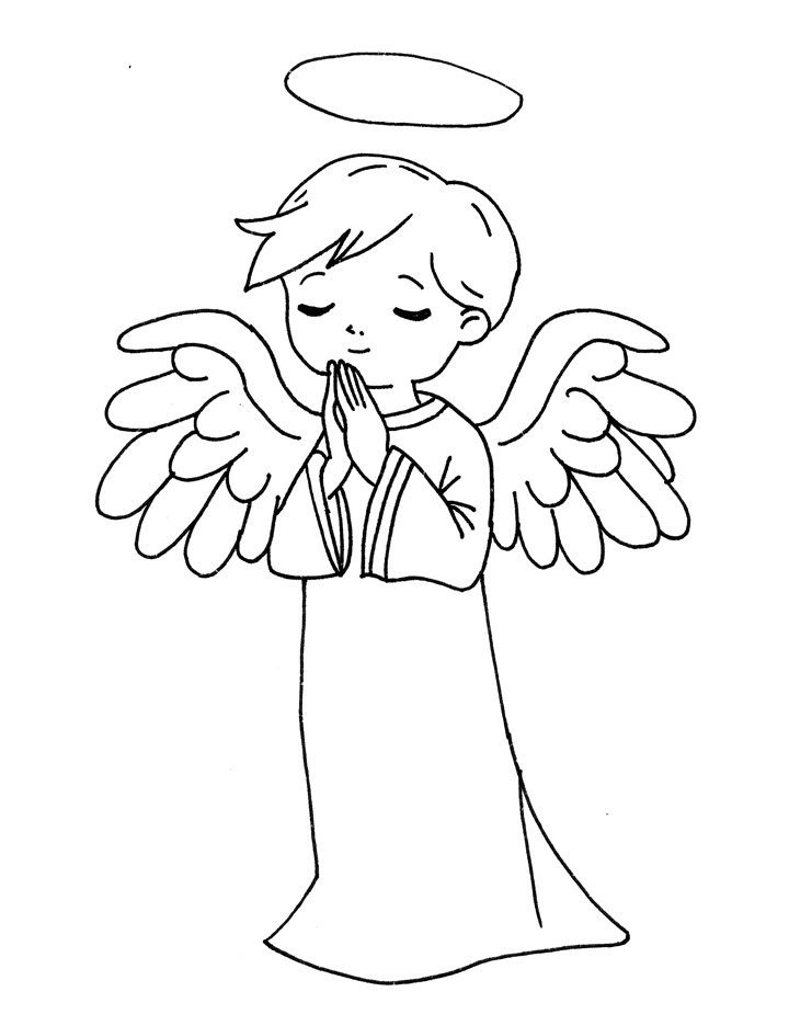 Angel praying coloring page